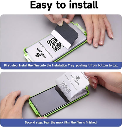 MAGIC JOHN 2 Pack for Samsung Galaxy S21 Ultra Screen Protector [Ceramic Film Material Not Glass] 6.8 inch,[100% Fingerprint ID Compatible] Easy Installation Tray, 3D Curved, Bubble