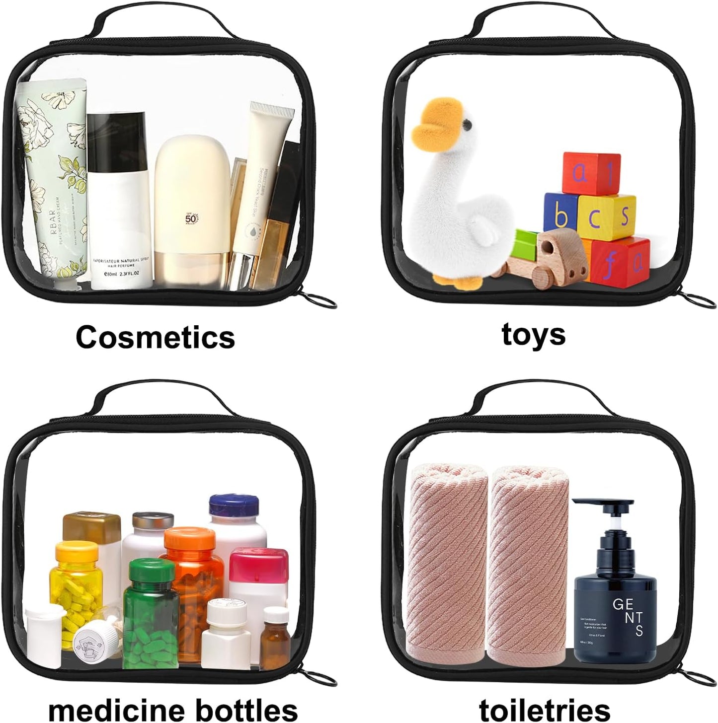 2 Pieces Travel Cosmetic Bag, Small Transparent Make-up Bag, Waterproof PVC Toiletry Bag, Cosmetic Bag Travel Accessories, Makeup Bag Cosmetic Bag for Women, Girls, transparent