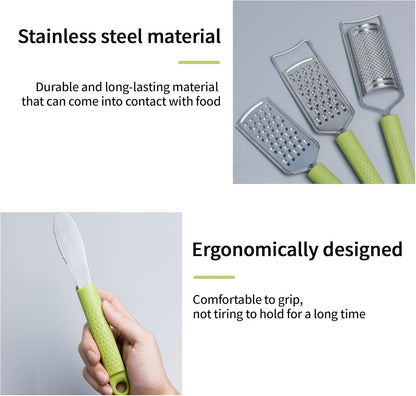 6 Pcs Fruit Tool Set - Stainless Steel Kitchen Handle Utensils with Storage Stand, Includes Melon Baller, Lemon Zester, Peeler, Butter Knife, Corer, Mini Strainer, for Fruit Vegetable Prep