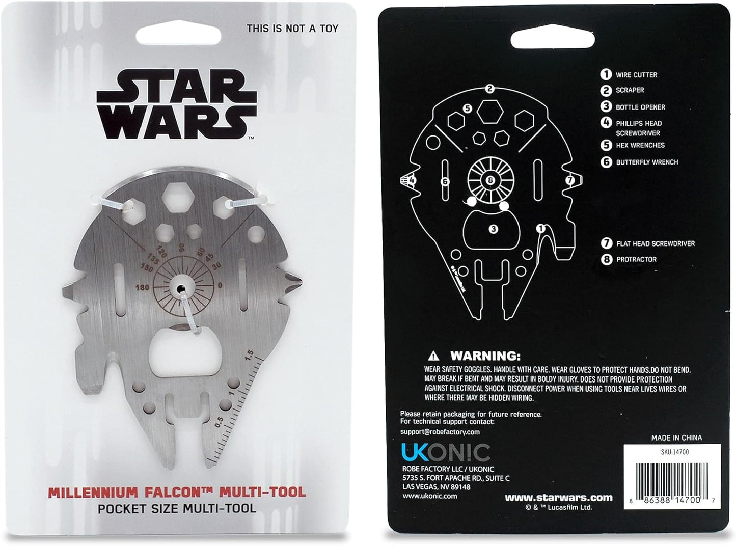 Star Wars Millennium Falcon 8-In-1 Multitool Kit | Hand Tool Gadgets Include Screwdrivers, Wrenches, Bottle Opener, Wire Cutter, Scraper, Protractor | Portable Survival Tool, Camping Accessories