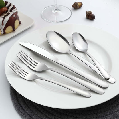 Cutlery Set for 4 People, APEO 20 Piece Food-Grade Stainless Steel Flatware Set, Silverware Set Includes Forks, Spoons and Knives, Utensils Set for Family/Party/Restaurant, Dishwasher Safe