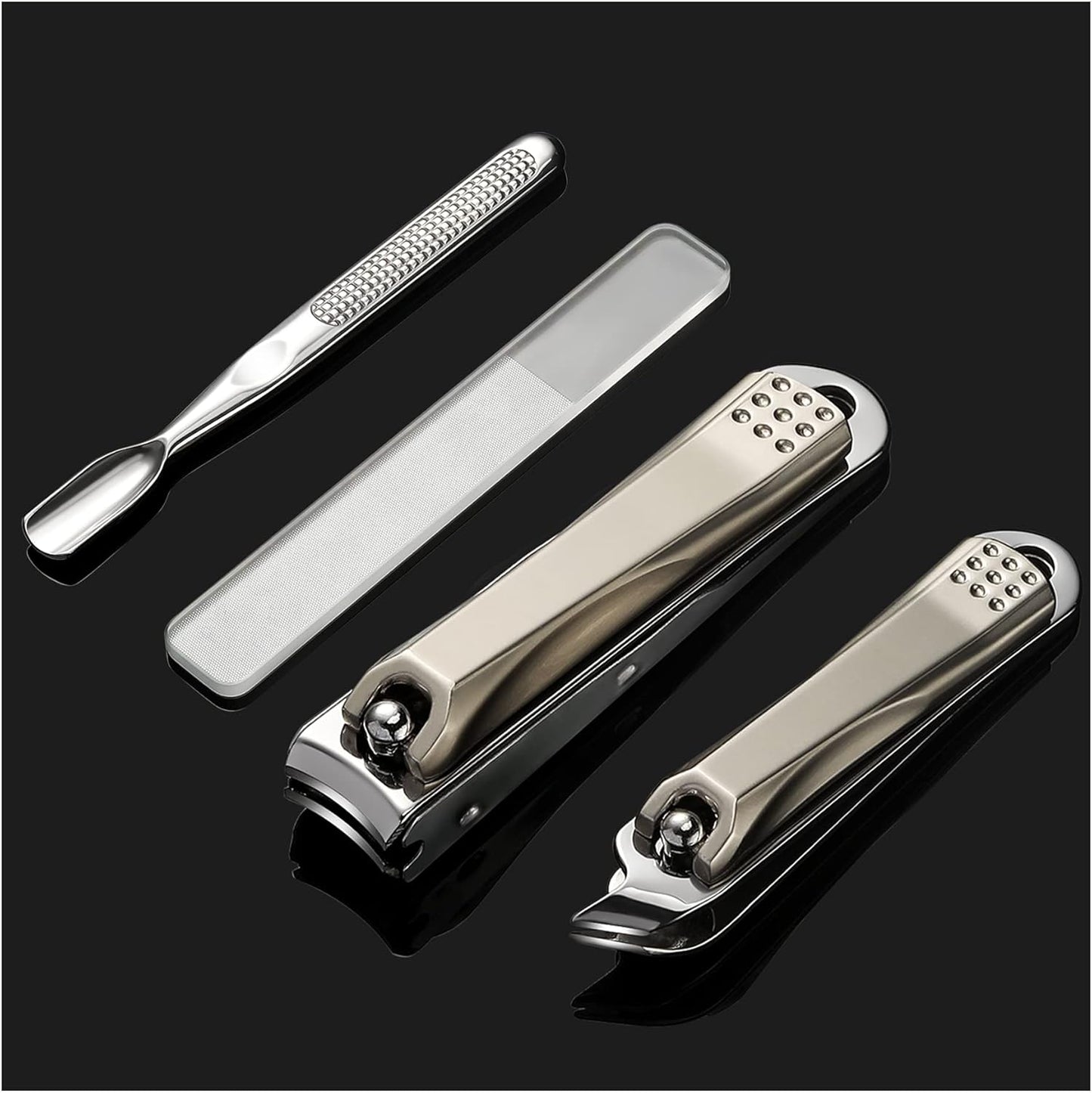 FERYES Nail Clippers Set - Premium Quality Stainless Steel Toenail and Fingernail Clipper for Manicure - 4PCS Nail Care Tool Kit