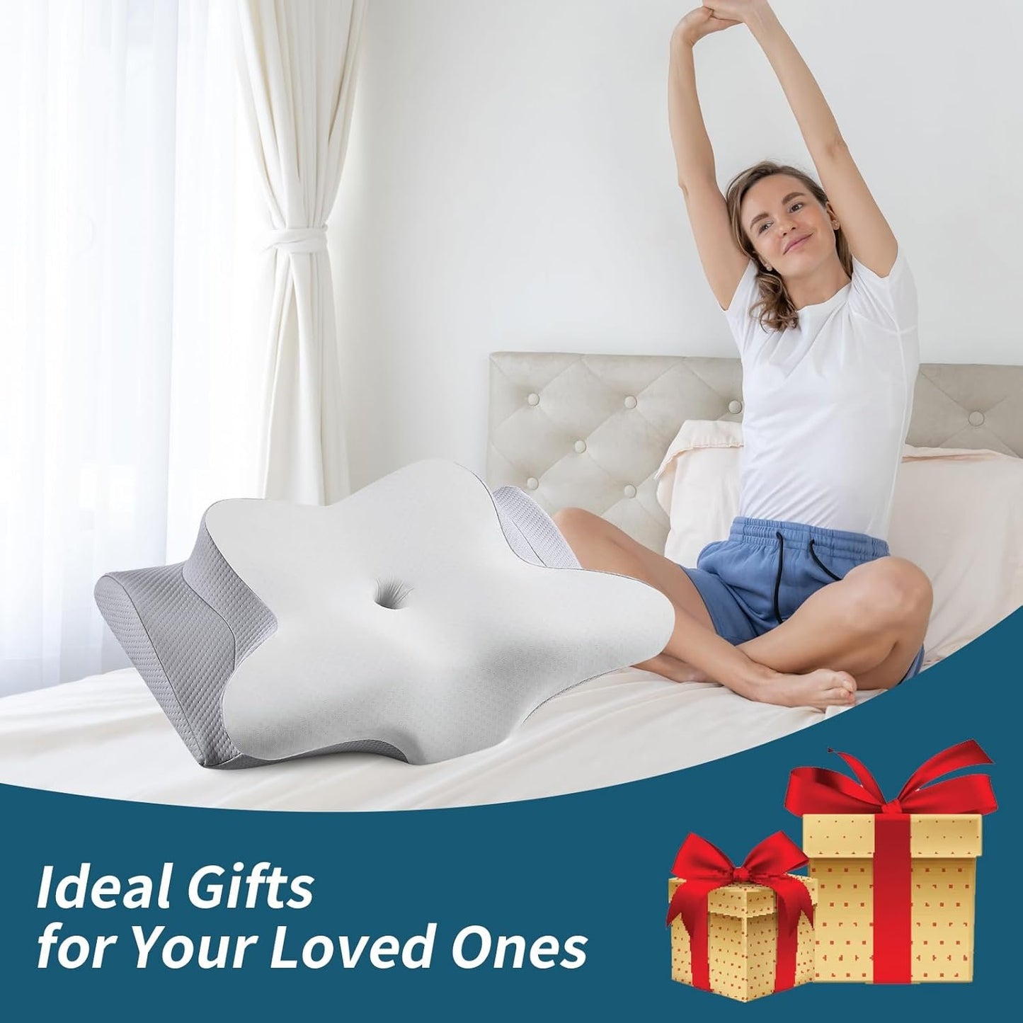 Cervical Neck Pillow Pain Relief - Cooling Side Pillow for Sleep, Ergonomic Memory Foam Pillows for Neck Support, Orthopedic Pillow