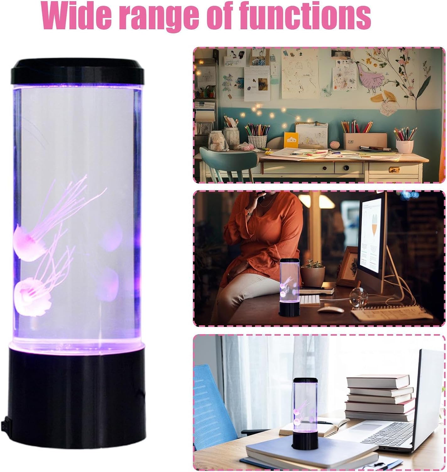 Jellyfish Mood Lamp - Silent Jellyfish Ambience Light,Color Changing Effects Table Mood Jellyfish Lamp, Desk Lamps with Remote Control for Children Bedroom