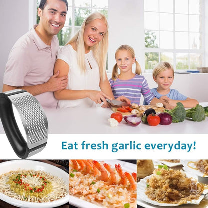 SENQIAO Garlic Press Rocker Stainless Steel Ginger Crusher Squeezer Slicer Mincer Chopper Kitchen Gadget with Ergonomic Handle (2019)