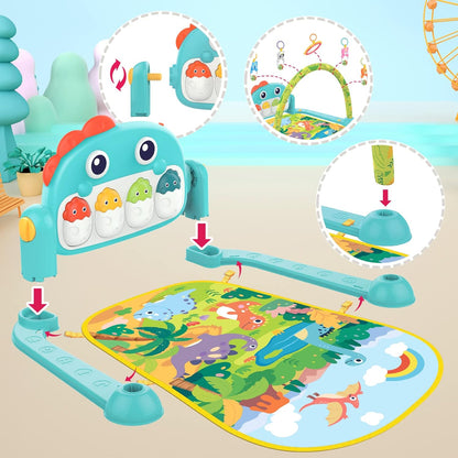 REMOKING Tummy Time Baby Gym Play Mats,Kick & Play Piano Gym for Infants Baby Toys 3-6-12 Months,Musical Activity Center with Lights Sounds for Toddler Sensory Play,Baby Gifts for Newborn Boys Girls