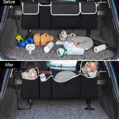 Car Trunk Organizer,Car Grocery Organizer Trunk Carrier - Multi Pocket, Heavy Duty Waterproof Cargo Bag with 9 Storage Compartments for Interior Accessories