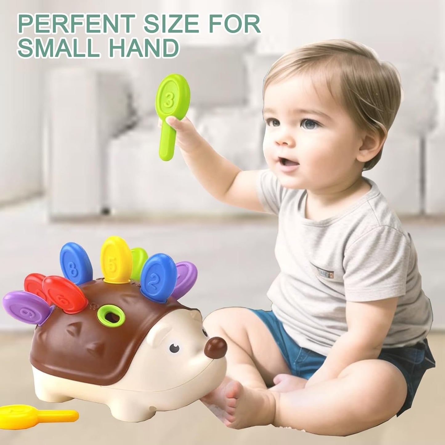 UNITSLYZ Hedgehog Toy, Counting Skill, Color Matching, Baby Sensory Fine Motor Skills Developmental Toys, Ages 18+ Months Toddler Learning Toys