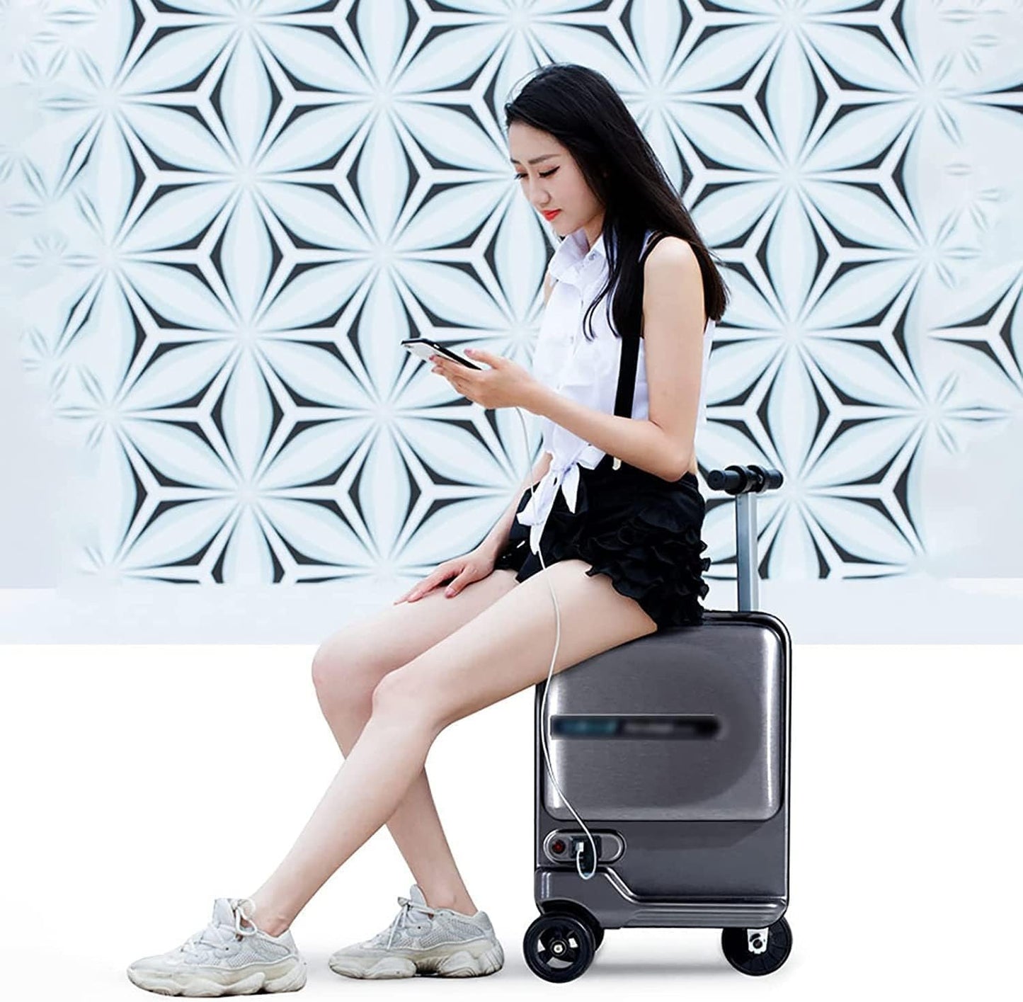 Carry On Luggage Electric Bicycle Luggage 20/24 Inch Luggage Security Anti-Theft Suitcase Smart Riding Boarding Large-Capacity Travel Luggage Lightweight