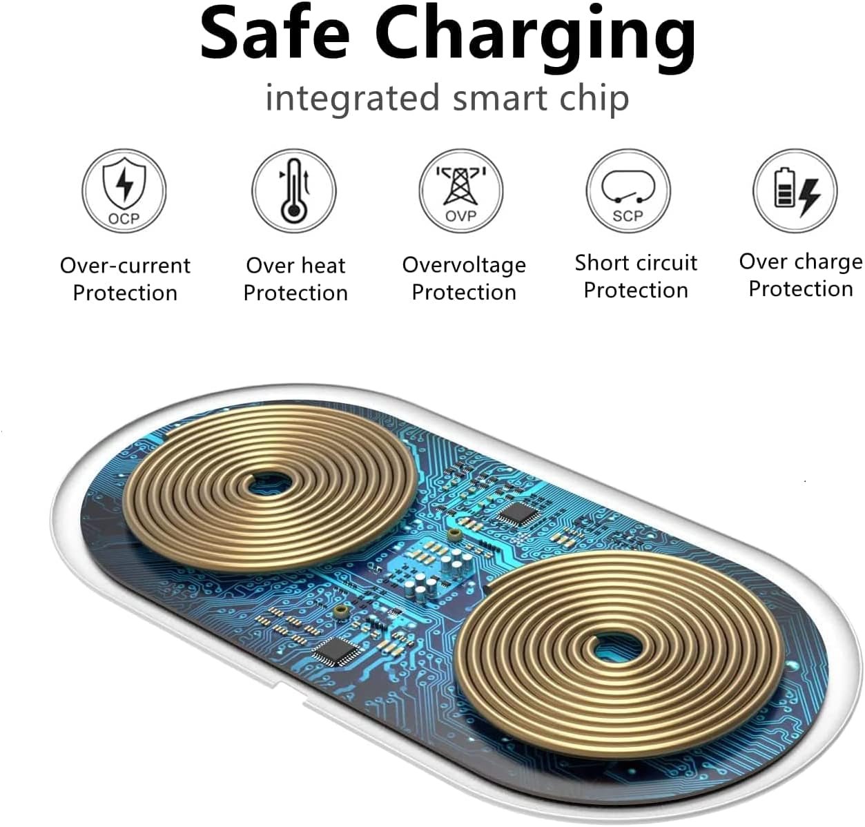 FDGAO Dual 20W Wireless Charger 2 in 1 Fast Wireless Charging Pad Station for iPhone 16 Pro Max/16 Pro/15/14/13/12/11/XS/XR/8 Plus, Airpods, for Samsung Galaxy/Note, Galaxy Buds (with AC Adapter)