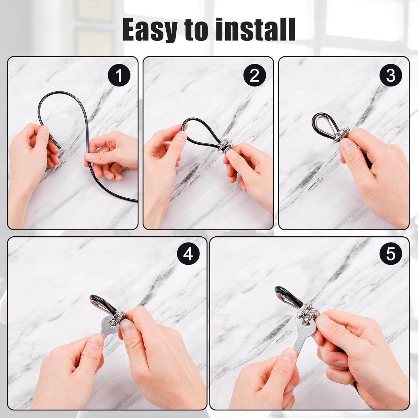 196in Fitness Pulley Cable, Adjustable Home Gym Replacement Cables Pulley System Gym Heavy Duty Fitness Steel Wire Rope 5mm Thick for Pulley Machine Accessories Home Gym