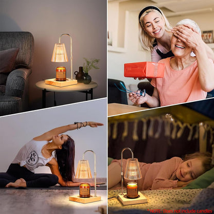 TOJUNE Dimmable Candle Warmer Light, Timer Electronic Wax Melting Lamp, Lantern Height Adjustable for Jar Scented, Home Decor, Yoga, Aromatherapy Gift with 2 Bulbs, AU Socket 220V (Amber)