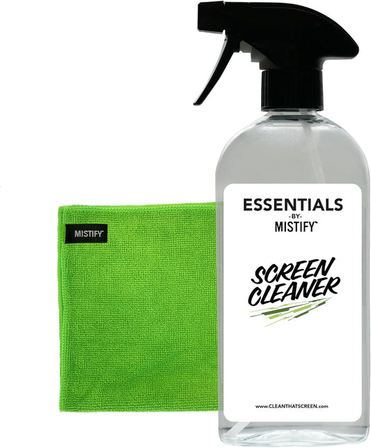Mistify Essentials Screen Cleaner 500ml Spray Bottle with Microfibre Cloth