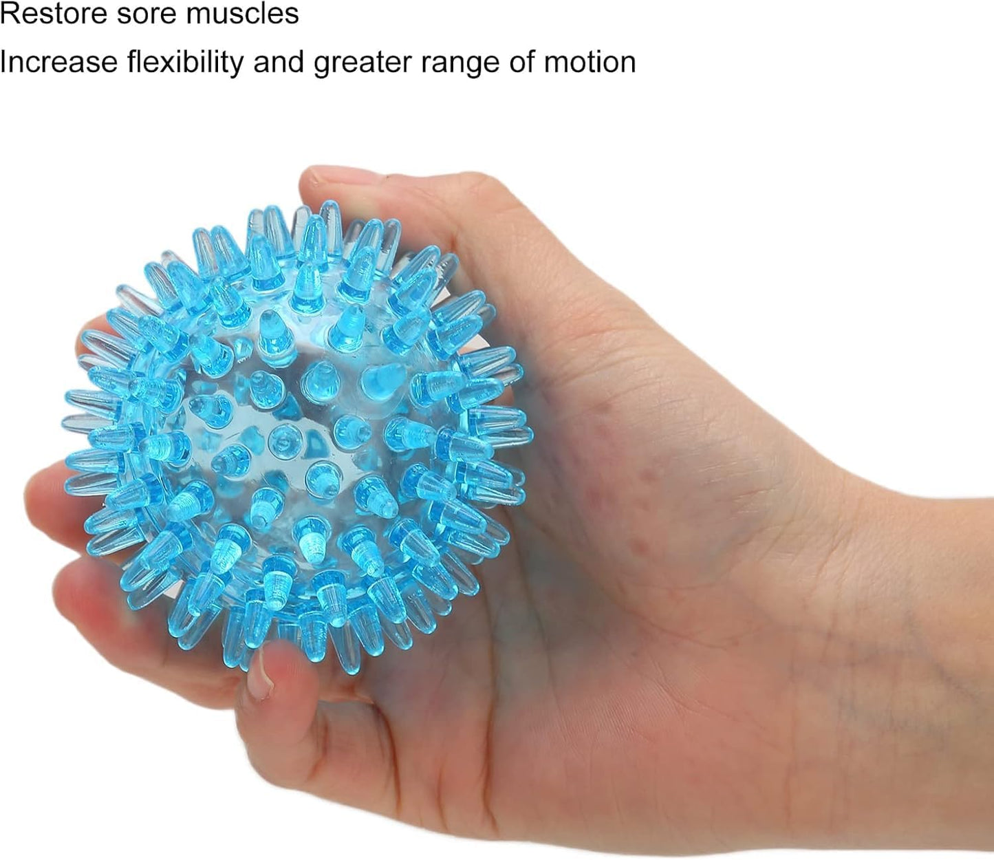 7 CM Soft Transparent Spiky Massage Ball for Hand & Wrist – Stress Relief, Deep Tissue Muscle Roller, Strength Recovery Exercise Tool, Sensory Toy for Relaxation & Stress Management（Blue）