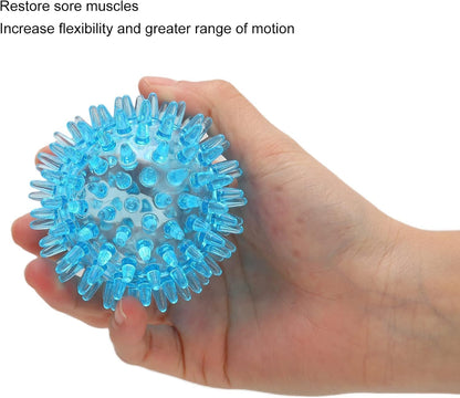7 CM Soft Transparent Spiky Massage Ball for Hand & Wrist – Stress Relief, Deep Tissue Muscle Roller, Strength Recovery Exercise Tool, Sensory Toy for Relaxation & Stress Management（Blue）