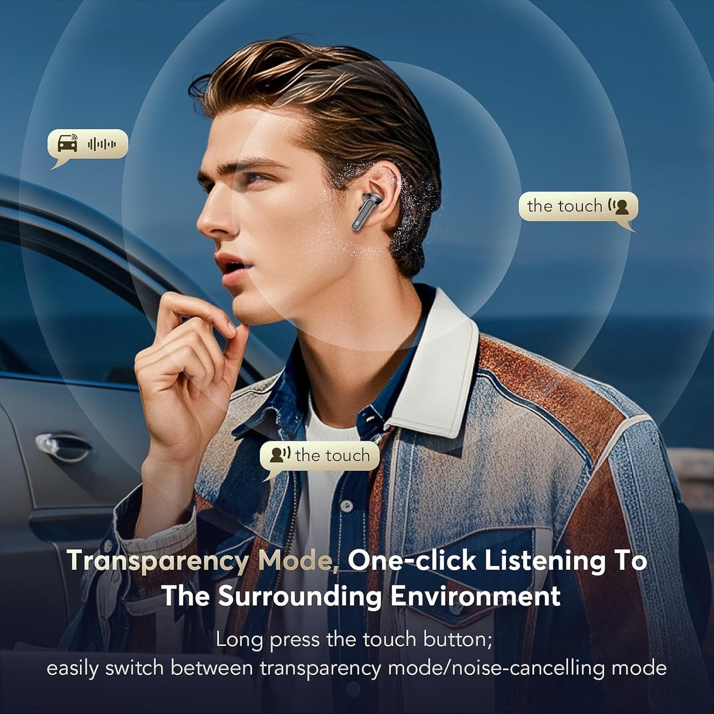 Wireless Earbuds, Bluetooth 5.4 Headphones HiFi Stereo with 4 HD Mics, 2025 Active Noise Cancelling Earbuds, 36H Playtime and LED Display in Ear Earphones, IP7 Waterproof Wireless Headphones, Black