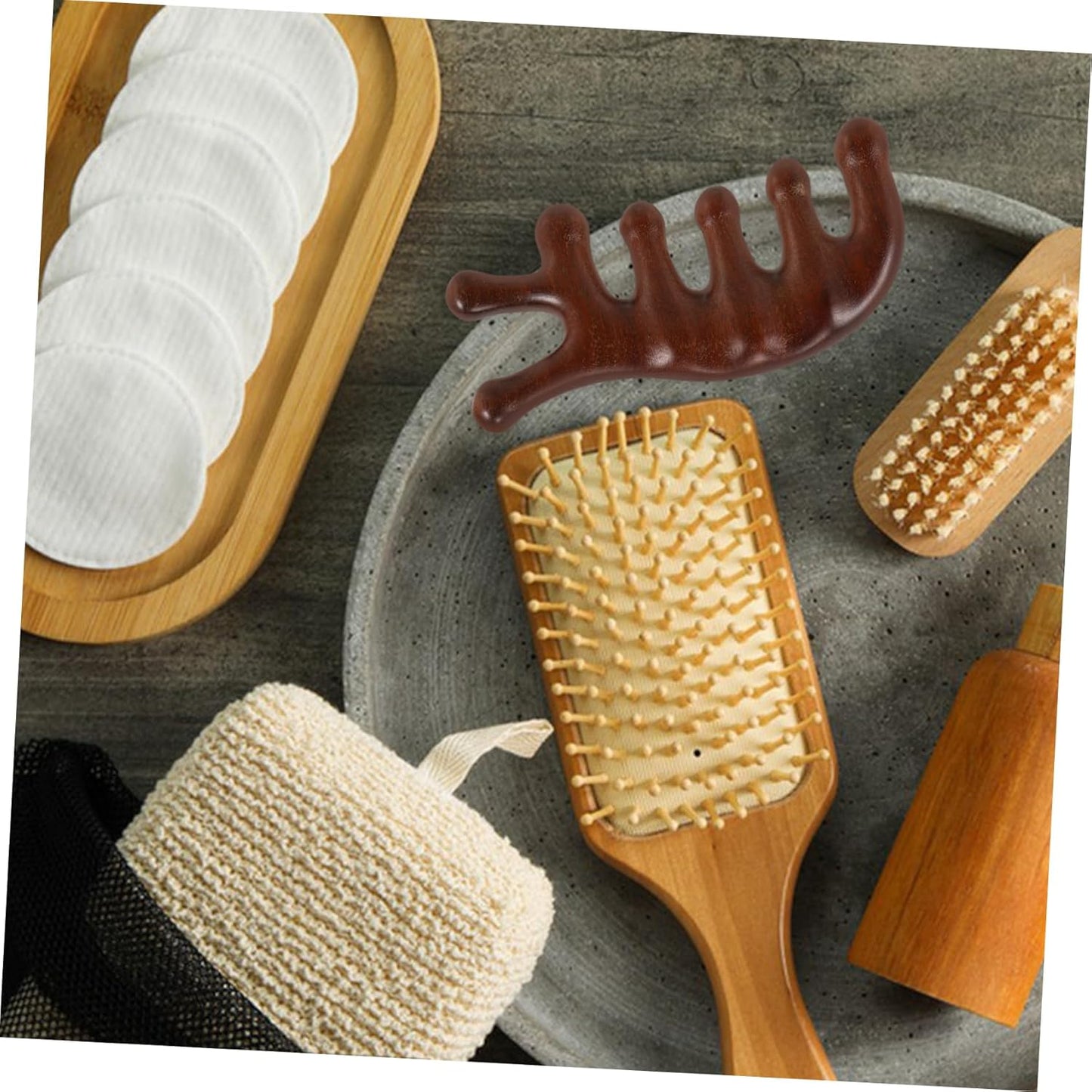 OATIPHO Massaggiatore Per La Testa Pettine Levigante i Attrezzo Largo Massaggiatori Gua Sha Accessori Per La Cura Dei Rottame Manuale Tasca Di Legno Coffee