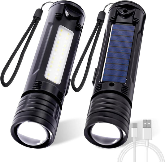 Flashlight Rechargeable, 5 Modes LED Torch Light 500000 High Lumen Super Bright, Zoomable, Water-Resistant, Tactical Flashlights for Camping, Hiking, Emergencies, Dog Walking Outdoor Indoor(2 Pack)
