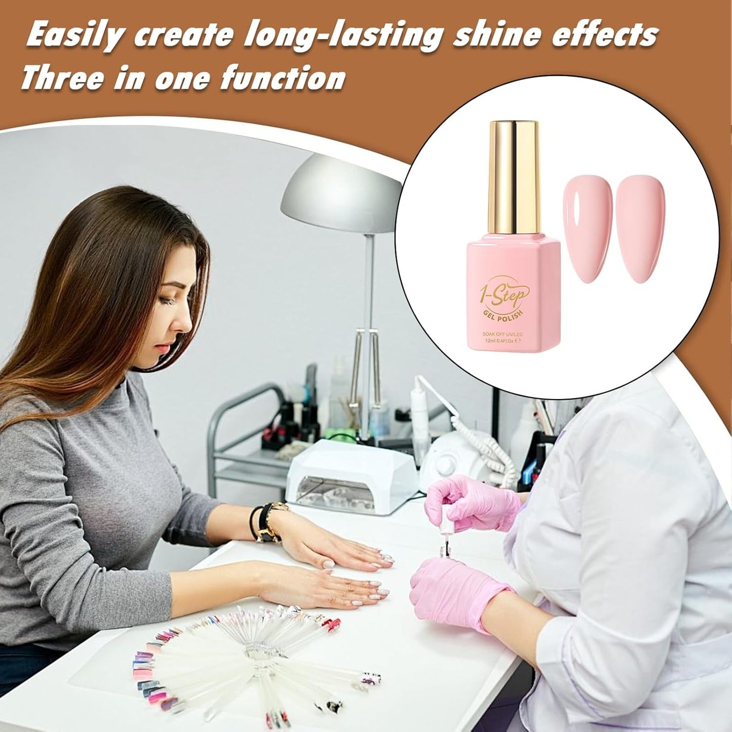 Ceprznvey Gel Polish, Nail Care, Long Wear Spring Shade 12ml Nude 1 Step Glossy Beauty UV Lamp Color Natural Look Smooth Coat Manicure Art for Salon Home
