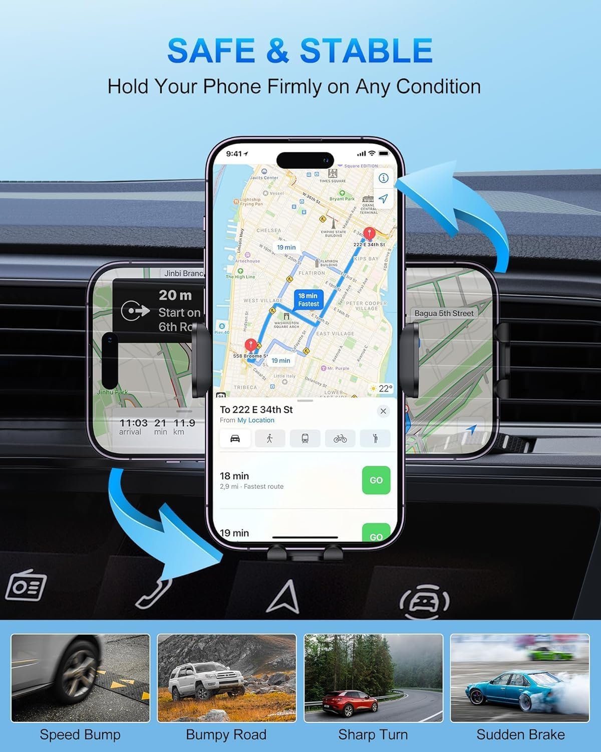 CHGeek Wireless Car Charger,15W Fast Charging Auto Clamping Car Charger Phone Mount Phone Holder fit for iPhone 16 15 14 13 12 Pro Max 11 XR XS,Samsung Galaxy S24 Ultra S23 S22 S21,S20 Brilliant Black