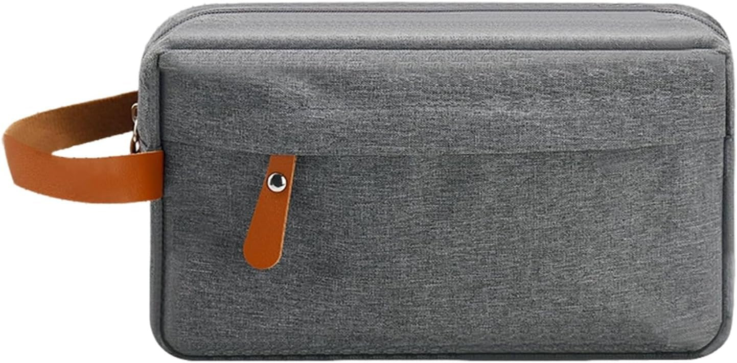 Kallsi Toiletry Bag for Men and Women, Portable Travel Shaving Dopp Kit Water-Resistant Storage Bag, Organizer Cosmetic Bags for Accessories, Grey