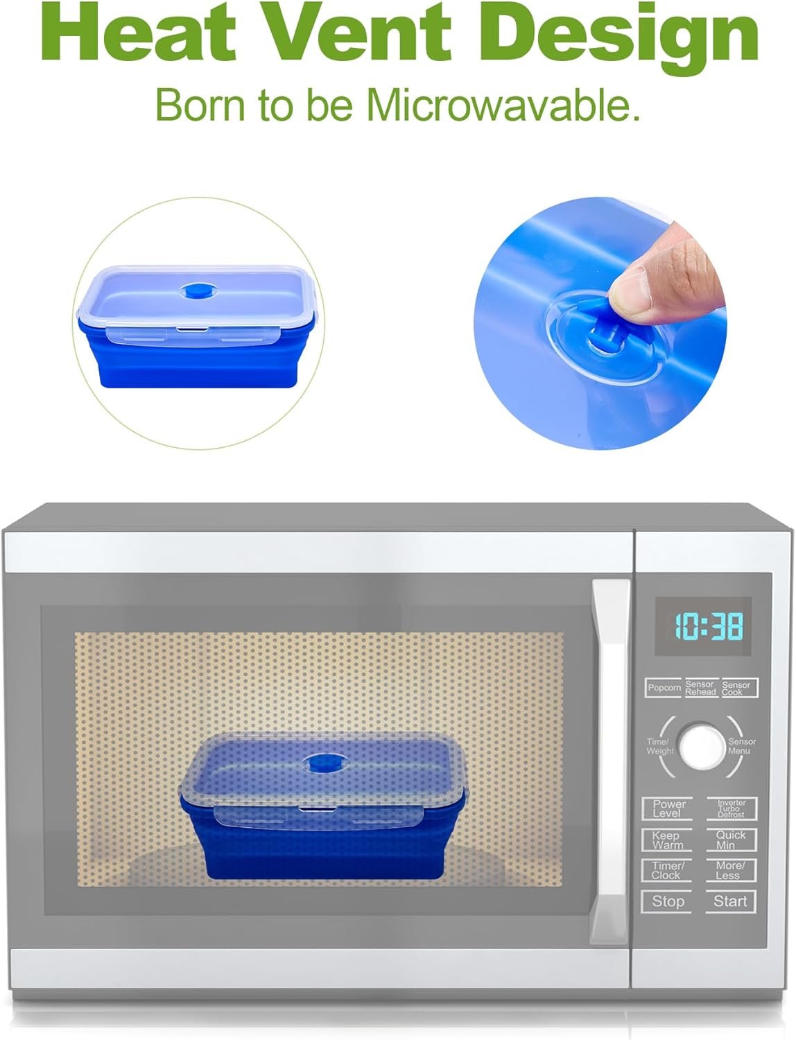 Set of 4 Collapsible Silicone Food Storage Container, Leftover Meal Box for Kitchen, Bento Lunch Boxes, BPA Free, Microwave, Dishwasher and Freezer Safe. Foldable Thin Bin Design Saves Your Space.