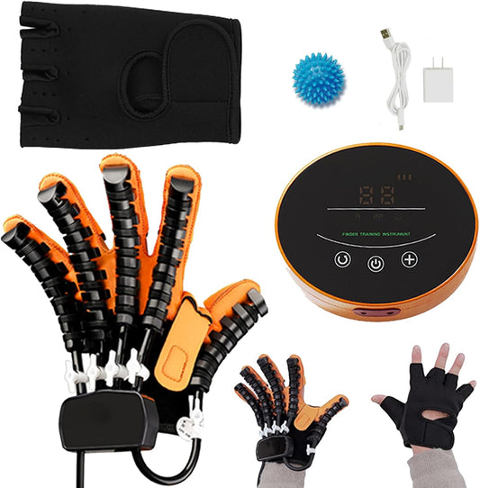 XNKLPY Hemiplegia Robot Gloves for Rehabilitation Physiotherapy Rehabilitation Equipment for Patients with Stroke Arthritis Massage Gloves (A:Left Hand B: Right Hand) (Size: A S, Colour: Orange)