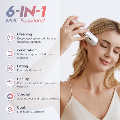 IBORRIA LED Therapy Wand, Facial Radio Frequency Device, 6 in-1 High-Frequency EMS Facial Device with R-F Function, Anti-Aging Anti-Wrinkle Facial Massager, Deep Cleansing at Home for Skincare