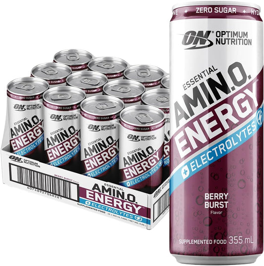 OPTIMUM NUTRITION Amino Energy Sparkling Electrolytes Drink 355 ml, Berry Burst (12 Pack)