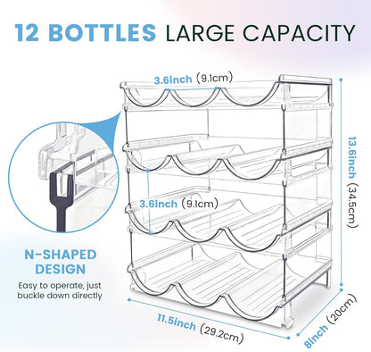Water Bottle Organizer for Cabinet, 4 Pack Water Bottle Organization and Storage Shelf, Plastic Water Bottle Holder Rack for Fridge, Kitchen, Desktop