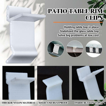Wenfan 30 Pcs Table Rim Clips 1.26x0.79 Nylon Patio Table Clips for Glass and Acrylic Table Tops White Patio Furniture Clips - Help Support Tabletops in Rim