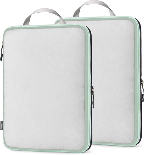 Cipway Suitcase Organizer, Compression Packing Cubes, Mesh Design, Space Saving Travel Bags Set Vacuum Bags Travel Clothes for Backpacks or Hand Luggage (Sage Green, 2 Pieces)