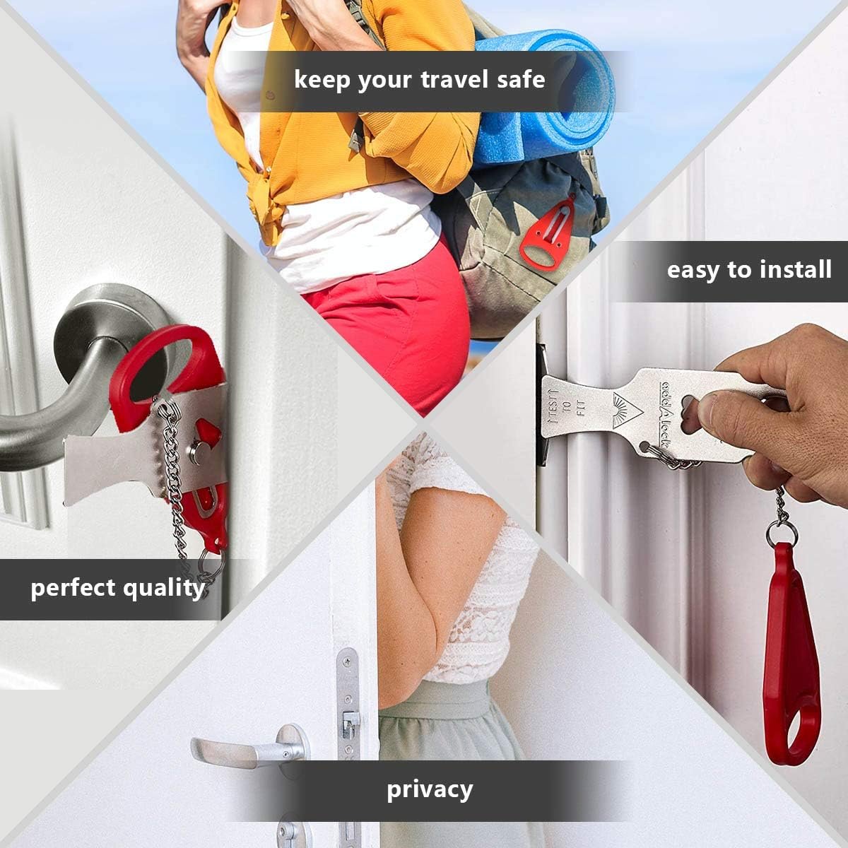 Portable Door Lock for Home and Travel Safety, Travel Lock, Airbnb Lock, Childproof Security Lock, Suitable for Home, Hotel, Living Security Device (Portable Lock 1.0, 1, Count)