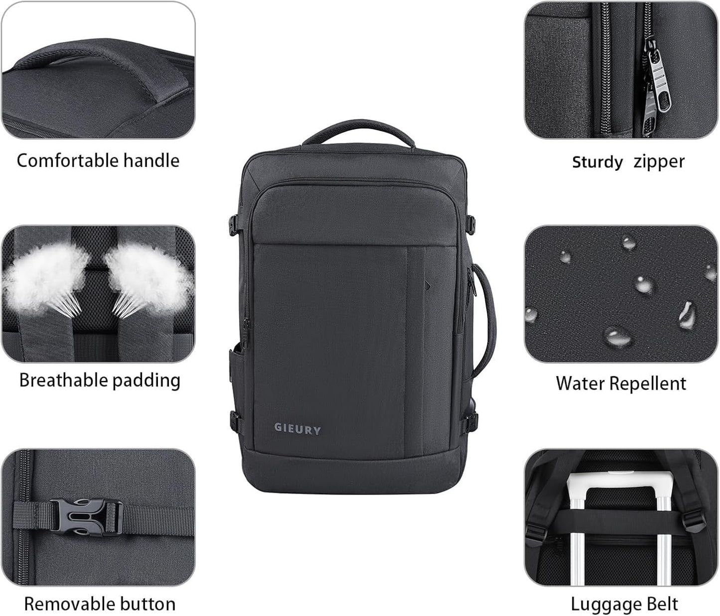 Carry On Backpack, 55L Extra Large Travel Backpack for Men & Women, Expandable Big Capacity For Airplanes, Travel Gifts for Men Women, Fits 18.4 Inch Laptop, Luggage Suitcase Daypack Bag, Black