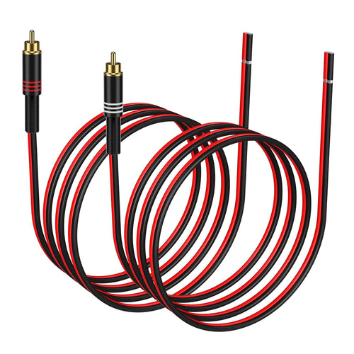 J&D RCA to Speaker Wire Adapter, 2 Pack 20AWG 6.6 ft (2 m), RCA Male Plug to Bare Wire Connector Adapter for Repairing Speaker Cords, Compatible with Amplifiers, AV Receivers