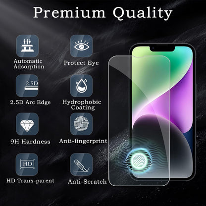 Screen Protector for Apple iPhone 14, Tempered Glass Film, Ultra HD 9H Hardness Case Friendly Anti Scratch Bubble Free Ultra Resistant Oil-Resistant Shatter Protection, 3-Pack