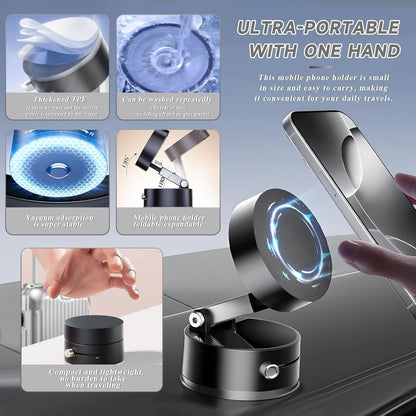 Magnetic Car Cell Phone Holder, 2025, Foldable and Retractable, 360° Rotation, Magsafe Car Holder, Magnetic Suction Cup Holder for Mobile Phone, Universal for Car, Gym, etc