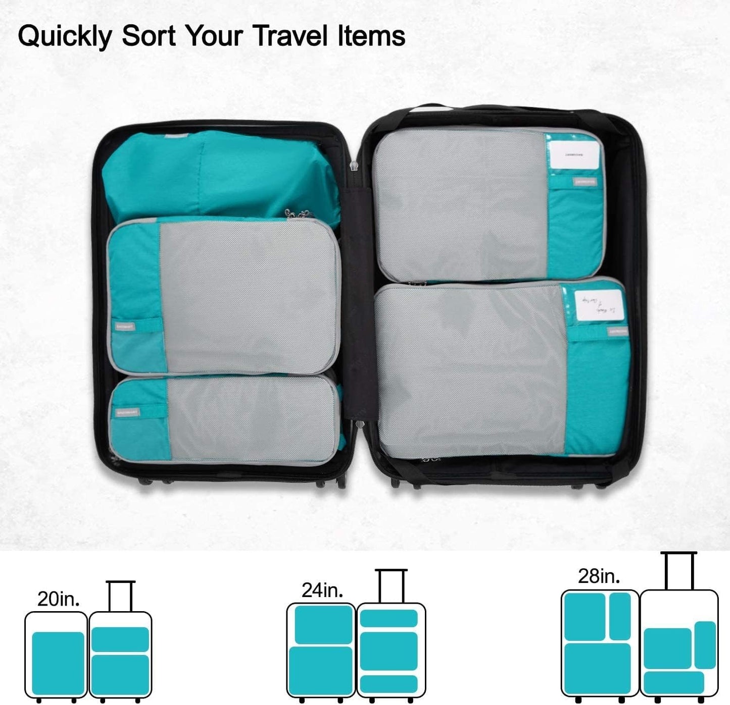 BAGSMART 6 Set Compression Packing Cubes, Lightweight Vacation Travel Essentials for Women, Travel Accessories for Suitcase Organizer Bags Set, Durable Luggage Organizer Bags