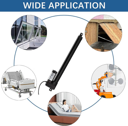 JQDML 10 Inch 10" Stroke Linear Actuator 12V Heavy Duty 3000N/660lbs IP65 Waterproof Electric Actuator 0.2"/s with Mounting Brackets for Window Opener,Door Opener,Home Automation