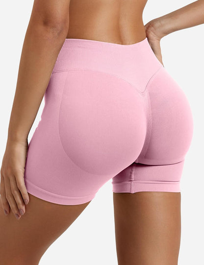 YEOREO Women's Sports Shorts Invisible Scrunch Butt Lifting Gym Workout Shorts 4.5 Inch Seamless Short Leggings Women's Push Up Booty Biker Shorts