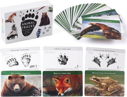 MEROCO Forest Animal Tracks Cards for Kids Animal Flash Cards Match Game Learning Toys