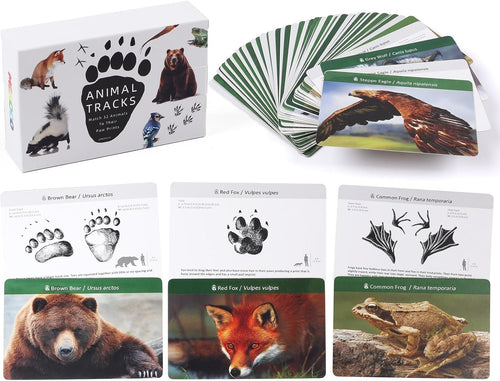 MEROCO Forest Animal Tracks Cards for Kids Animal Flash Cards Match Game Learning Toys