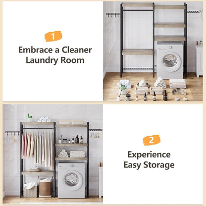 TrailBlaze Over Washer and Dryer Shelves, Heavy Duty Adjustable Height Bathroom, Iron Laundry Room Organization and Storage, for Home Decor 61"