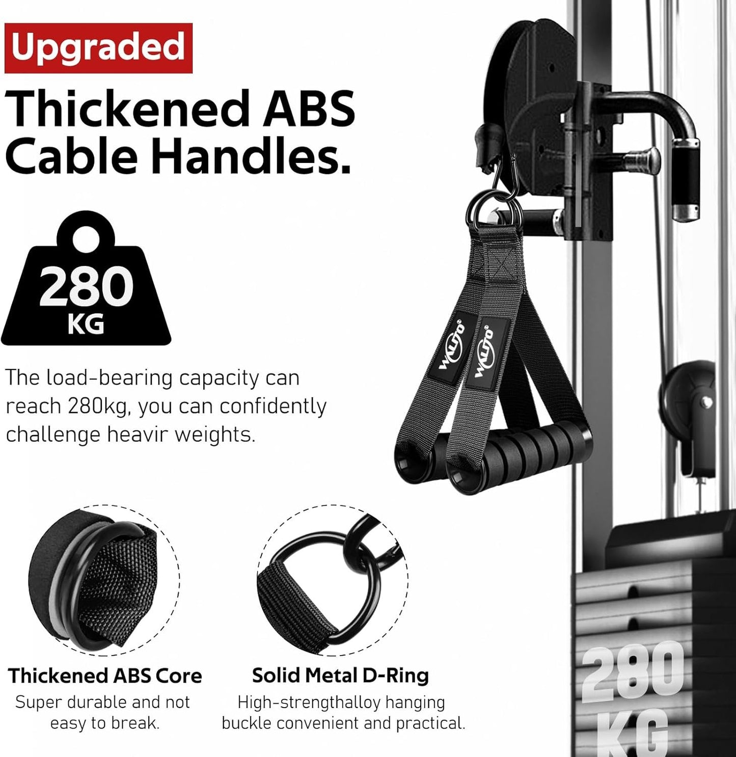 WALITO Exercise Handles, Replacement Cable Machine Attachments for Home Gym Equipment, Pulley System, Pilates, Resistance Bands, Strength Trainer, Heavy Duty Working Out Handles Accessories