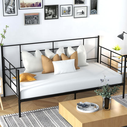 Giantex 2-in-1 Single Daybed, Sofa Bed with Arms & Back, Single Platform Bed with Metal Slat Support for Living Room, Guest Room, No Box Spring Needed