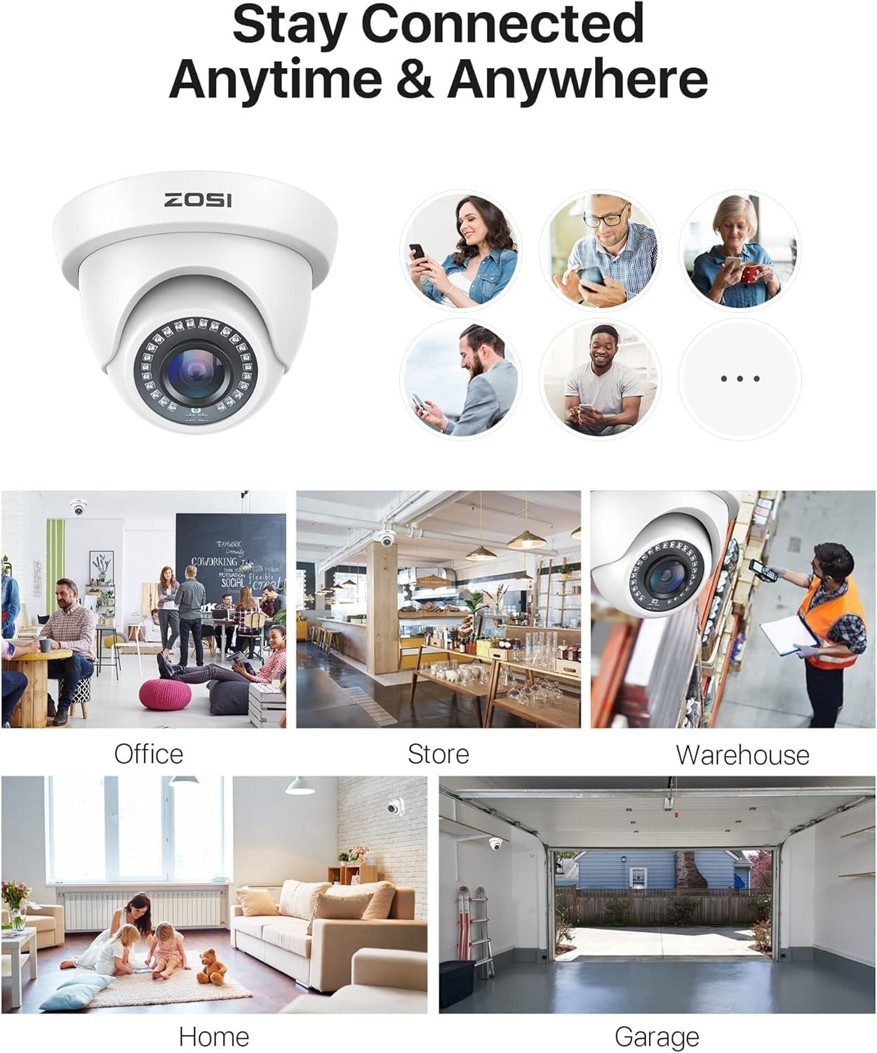 ZOSI 4 Pack 2MP Full HD TVI Outdoor Home Security Camera Set, 1920TVL IP66 Weatherproof CCTV 1080P Surveillance Camera for 4K/5MP/1080P TVI Analog DVR System, 80ft Night Vision