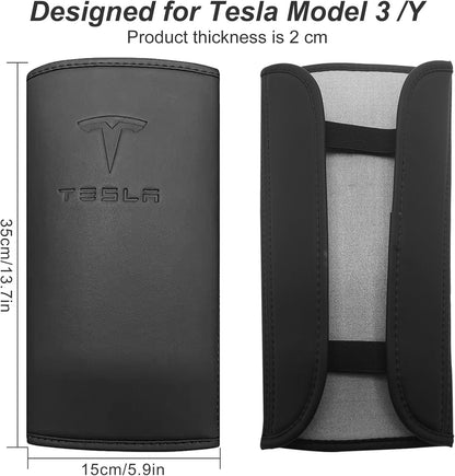 Armrest Box Cover for Tesla Model 3 Highland Model Y 2024-2017, PU Leather Center Console Arm Rest Anti-Scratch Protector Pad, Non-Slip Interior Accessories for Tesla Model 3 2024 (Black #A)