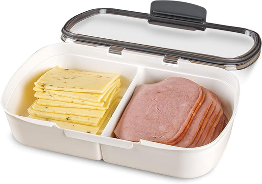 Prepworks Split Deli ProKeeper Air Tight Silicone Sealed Food Storage Container with Clear Dry Erase Compatible Lid, 11.75 Inches Long