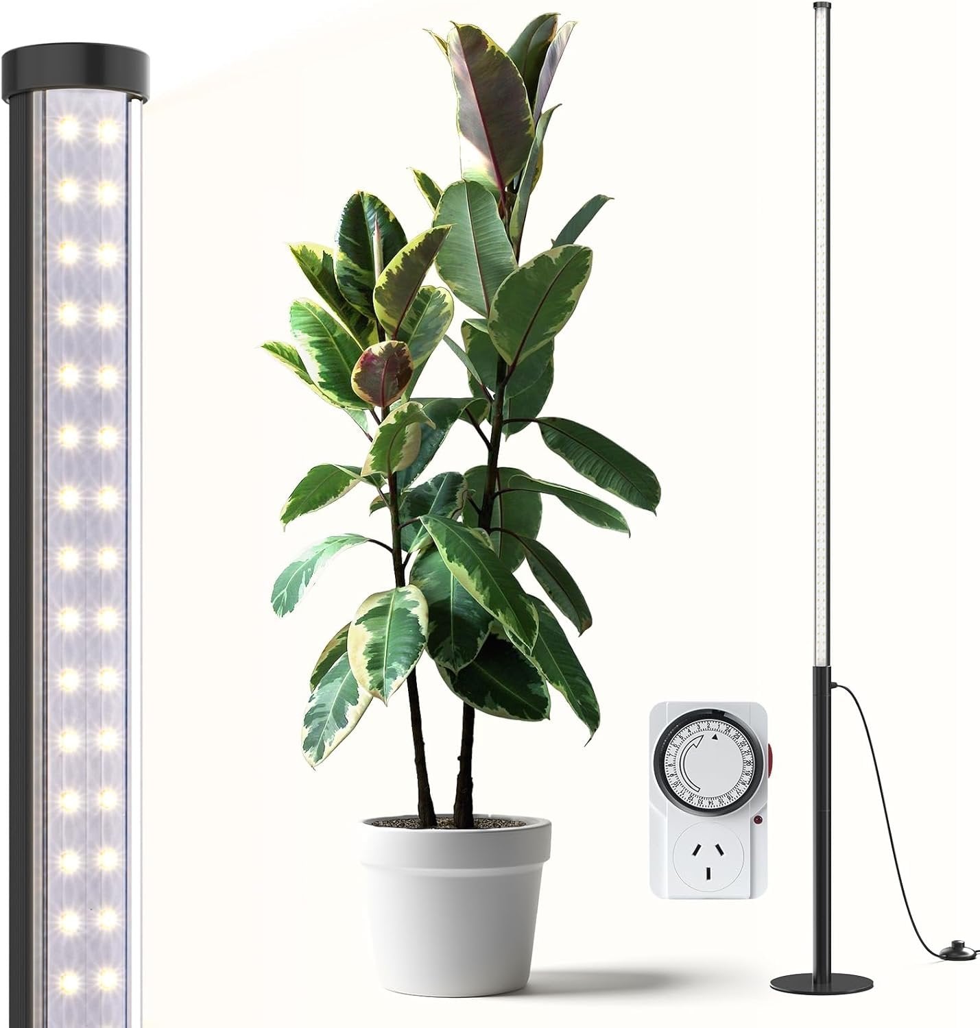 Barrina T10 Pro Standing Plant Light with Timer, 42W, 5000K, Full Spectrum Vertical Grow Lights for Indoor Plants, Wide Coverage, 120cm to 170cm Height with Foot Switch, for Flower and Tall Plants