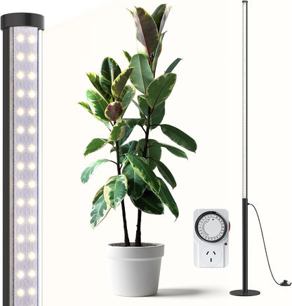 Barrina T10 Pro Standing Plant Light with Timer, 42W, 5000K, Full Spectrum Vertical Grow Lights for Indoor Plants, Wide Coverage, 120cm to 170cm Height with Foot Switch, for Flower and Tall Plants